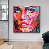 abordables Peintures portraits-Mintura main visage peinture à l&#039;huile sur toile mur art décoration moderne figure abstraite image pour la décoration intérieure roulé sans cadre non étiré peinture