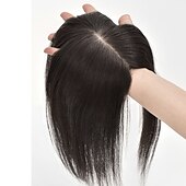 cheap Human Hair Pieces &amp; Toupees-Women&#039;s Human Hair Toupees Front Neat Bang Hair Fake Fringe Clip in Bang Cover White Hair Natural Extensions For Women Wig Hairpiece  for Women with Thinning Hair