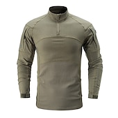 cheap Men&#039;s Active Tees &amp; Tanks-Men&#039;s Combat Shirt Tactical Military Shirt Camo / Camouflage Long Sleeve Outdoor Summer Autumn Breathable Multi-Pockets Quick Dry Sweat wicking Top Cotton Hunting Military Training Combat Jungle