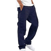 cheap Cargo Pants-Men&#039;s Cargo Pants Cargo Trousers Trousers Drawstring Elastic Waist Multi Pocket Plain Comfort Breathable Casual Daily Fashion Streetwear Black Light Green