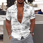economico Piante tropicali-Per uomo Albero di cocco Piante tropicali Camicia Camicia hawaiana Camicia Aloha Maniche corte Camicia Collo ripiegabile Di tendenza Originale Informale Esterno Strada Informale Bianco Marrone Verde