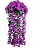 preiswerte Künstliche Pflanzen &amp; Blumen-Lebendiger künstlicher hängender Orchideenstrauß, Simulationsblumenrebe, violette hängende Blumenrebe, Wandbehang, Orchideen-Hängekorb, Blumenbalkon, Heimdekoration, Blumenwand für Hochzeit, Gartendekoration