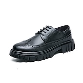 levne Formální-pánská robustní podrážka hnědé boty z umělé kůže – stylový vintage oxford design s odolným běhounem pro běžné i formální nošení