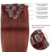 abordables Extensions à Clips-A Clipser Extensions de cheveux Cheveux Naturel humain 8 pièces Pack Droit Couleur naturelle Extensions de cheveux