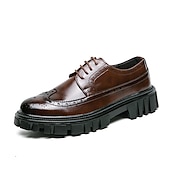 levne Formální-pánská robustní podrážka hnědé boty z umělé kůže – stylový vintage oxford design s odolným běhounem pro běžné i formální nošení