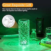 cheap Table Lamps-Crystal Table Lamp 16 Colors Change Touch Remote Control Modern Bedside Table Lamp USB Rechargeable Rose Desk Lamp Night Light for Valentines Bedroom Living Room Dinner Bar Decoration