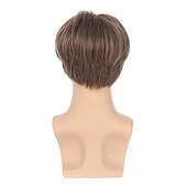cheap Party Wigs-Short Straight Synthetic Wig Realistic Natural Side Part Wigs for Men Halloween Wigs