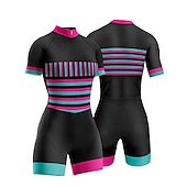 halpa Naisten triathlon-vaatteet-Naisten Triathlon Tri -puku Lyhythihainen triatlon Hopea Tumman harmaa Metsän vihreä Kuvitettu Pyörä Lycra Urheilu Kuvitettu Vaatetus