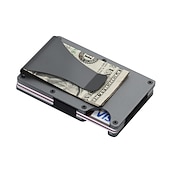 ieftine suporturi pentru carduri și cutii-Portofele subțiri pentru bărbați. Portofel din fibră de carbon RFID pentru bărbați cu clip pentru bani. Subțire portofel din aluminiu minimalist pentru carduri de credit