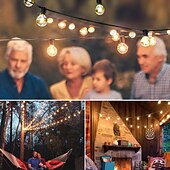 abordables Enchufe eléctrico-3m g40 luces de cadena de globo luces de patio colgantes al aire libre con 10 bombillas transparentes luces de patio conectables para decoración interior al aire libre 10 enchufes colgantes e12 base