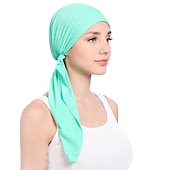 abordables Sombreros-Nuevo algodón elástico color sólido envoltura cabeza bufanda sombreros musulmán turbante capó para mujeres interior hijab sombrero moda mujer turbantes gorras