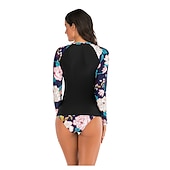 baratos Rash Guards de Uma Peça-Mulheres Maiô Rashguard Maiô de duas peças Floral Proteção Solar UV UPF50+ Secagem Rápida Manga Longa Roupa de Banho Roupa de banho Surfe Esportes Aquáticos Natação Verão