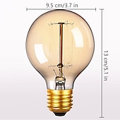 cheap Incandescent Bulbs-60W E26 E27 G95 Vintage Edison Light Bulbs Antique Incandescent Bulb Warm White 2300k Retro Decorative 220-240V