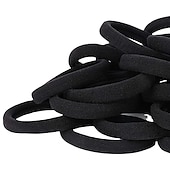 levne Doplňky pro úpravu vlasů-50ks černých sponek do vlasů pro ženy, bavlněné bezešvé gumičky do vlasů, elastické držáky na culík, bez poškození pro husté vlasy, průměr 2 palce