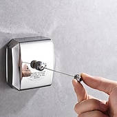 preiswerte Badezimmer-Organizer-einziehbare Wäscheleine Wäschetrockner aus Edelstahl sus304 mit verstellbarer Edelstahlseilschnur im Hotelstil, strapazierfähig, 2,8 m (9,2 Fuß), poliertes Chrom-Finish