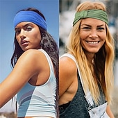 cheap Hair Styling Accessories-1PC African Headbands Knotted Hairbands Black Yoga Sport Head Wraps Wide Elastic Head Scarf for Women and Girls