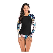 baratos Rash Guards de Uma Peça-Mulheres Maiô Rashguard Maiô de duas peças Floral Proteção Solar UV UPF50+ Secagem Rápida Manga Longa Roupa de Banho Roupa de banho Surfe Esportes Aquáticos Natação Verão