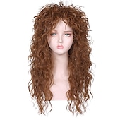 cheap Historical Wigs-Funny mens Carnival costume Wig Mens 70s 80s Long Curly Black Rocker Costume Wig Halloween Wigs