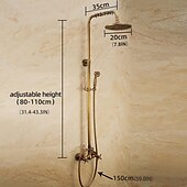 cheap Shower Faucets-Vintage Shower System Faucet Combo Set Ceramic Mixer Valve, 8 inch Brass Rainfall Shower Head Showerhead with Handheld Spray, Antique Wall Mounted Tub and Shower Kit Bathroom Bath