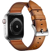 cheap Apple Watch Bands-Compatible with Apple Watch band 38mm 40mm 41mm 42mm 44mm 45mm 49mm Metal Clasp Luxury Adjustable Genuine Leather Strap Replacement Wristband for iwatch Ultra 2 Series 9 8 7 SE 6 5 4 3 2 1