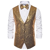 preiswerte Men&#039;s Vest-Herren Weste Hochzeit Party Party / Abend Ausgehen Strassenmode Brautkleider schlicht Frühling Herbst Tasche Polyester warm halten Schnelltrocknend Feste Farbe Einreihiger Verschluss V Ausschnitt