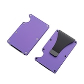 ieftine suporturi pentru carduri și cutii-Portofele subțiri pentru bărbați. Portofel din fibră de carbon RFID pentru bărbați cu clip pentru bani. Subțire portofel din aluminiu minimalist pentru carduri de credit