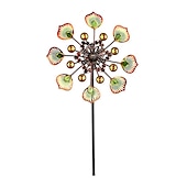 cheap Decorative Garden Stakes-Iron Art Windmill Garden Ground Inserted Pinwheel Outdoor Rotatory Colorful Peacock Tail Windmill Courtyard Windmill Garden Craft Ornament