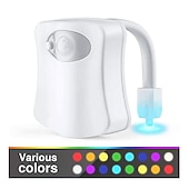 abordables Lumières de toilettes-Veilleuse de toilette pir capteur de mouvement lumières de toilette led lampe de nuit de salle de bain 16/8 couleurs éclairage de cuvette de toilette pour salle de bain salle de bain