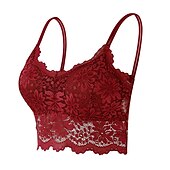 abordables Sostenes-Sujetadores de encaje para mujer, tirantes fijos, sujetadores transparentes, cobertura total, escote en V, transpirables, push up, encaje, color puro, cierre de presión, para citas, uso diario,