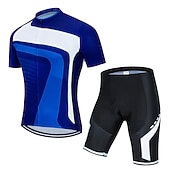 economico Set di abbigliamento da uomo-Per uomo Maglia da ciclismo con pantaloncini Manica Corta Mountain Bike MTB Ciclismo su strada Estate Primavera Blu Giallo Rosso A righe Bicicletta Cuscinetto 3D Asciugatura Rapida Tasca Posteriore