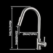 abordables Mitigeurs avec spray-Mitigeur d&#039;évier de cuisine en acier inoxydable avec pulvérisateur extractible, rotatif à 360 °, multifonction, robinet de cuisine à poignée unique, finition or brossé