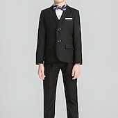 cheap Boy&#039;s Formal Suit-4 Pieces 5 Pieces Ring Bearer Suit Boys Kids Toddler Suit Formal Suit Suit &amp; Blazer Suit Vest Jacket &amp; Pants Formal Anniversary Party Back to School Fashion Gentle Solid Color Black Navy Blue Cotton