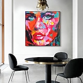 abordables Peintures portraits-Mintura main visage peinture à l&#039;huile sur toile mur art décoration moderne figure abstraite image pour la décoration intérieure roulé sans cadre non étiré peinture