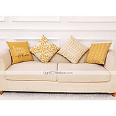 baratos estilo geométrico-4 pçs capa de almofada geométrica decorativa amarela macia capa de almofada fronha para sofá quarto almofada de qualidade superior para sala de estar sofá sofá cama cadeira