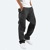 cheap Cargo Pants-Men&#039;s Cargo Pants Cargo Trousers Trousers Drawstring Elastic Waist Multi Pocket Plain Comfort Breathable Casual Daily Fashion Streetwear Black Light Green