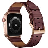 cheap Apple Watch Bands-Compatible with Apple Watch band 38mm 40mm 41mm 42mm 44mm 45mm 49mm Metal Clasp Luxury Adjustable Genuine Leather Strap Replacement Wristband for iwatch Ultra 2 Series 9 8 7 SE 6 5 4 3 2 1
