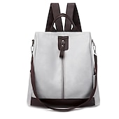 abordables Sacs à dos de Collège-Femme sac à dos faux cuir du quotidien Fermeture Etanche Couleur unie Noir Marron Vert