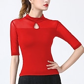 voordelige Latin danskleding-Latijnse dans Top Effen Gesplitst Dames Opleiding Prestatie Halve mouw Hoog Spandex