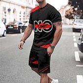 preiswerte Bedruckte T-Shirts für Herren-Herren Grafik Poker 2St T-Shirts-Sets Passende Sets Kurzarm Kurze Hosen Rundhalsausschnitt Mode Leicht Basic Straße Täglich Sport Druck Sommer Frühling Schwarz Weiß Gelb