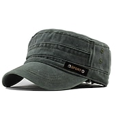 cheap Hats-Four Seasons Casual Washed Cotton Flat Top Hat Unique Design Vintage Adjustable Fisher Caps Men Women Cap