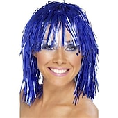 economico Parrucche di Carnevale-parrucche orpelli, costumi in maschera, parrucche lucide per feste, forniture cosplay metalliche