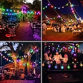 cheap Plug String Lights-Globe String Lights Outdoor 15m 25LEDs 20Modes Patio Lights with 25 Waterproof Shatterproof RGB Color Changing Bulbs(2 Spare) G40 Globe String Lights for Outside Backyard Porch Balcony Party Decor
