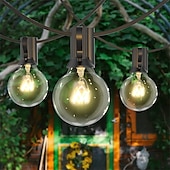 cheap Plug String Lights-Globe String Lights 15m/50FT 50LEDs G40 Outdoor Hanging Globe Patio Lights with 50 Clear Bulbs(2 Spare) UL Listed Connectable Backyard Lights for Indoor Outdoor Decor 50 Hanging Sockets E12 Base 5W Bulb Black