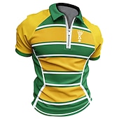 economico Polo geometrica da uomo-Per uomo Blocco di colori Polo Maglia da golf Camicia Collo ripiegato Casuale Quotidiano Giallo Cerniera 3D Abbigliamento Moda Casual Traspirante Confortevole