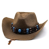 cheap Hats-Women&#039;s Cowboy Hats Vintage Turquoise Band Vacation Western Hats