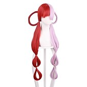 abordables Perruques d&amp;#39;anime-Uta cosplay perruque moitié rouge et violet couvre-chef tiges fille perruques une pièce femme fille anime accessoires