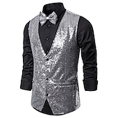 preiswerte Men&#039;s Vest-Herren Weste Hochzeit Party Party / Abend Ausgehen Strassenmode Brautkleider schlicht Frühling Herbst Tasche Polyester warm halten Schnelltrocknend Feste Farbe Einreihiger Verschluss V Ausschnitt