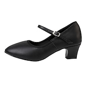 ieftine Pantofi Dans Clasic &amp; Modern-pantofi de dans mary jane alb din imitatie din piele cu toc mic si curea reglabila – incaltaminte eleganta pentru femei