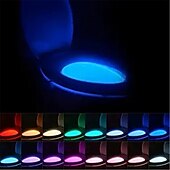 abordables Lumières de toilettes-Veilleuse de toilette pir capteur de mouvement lumières de toilette led lampe de nuit de salle de bain 16/8 couleurs éclairage de cuvette de toilette pour salle de bain salle de bain