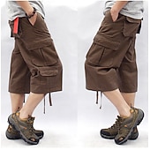 billiga Klassisk-Herr Cargo-shorts Vandringsshorts Militär Sommar Utomhus Ripstop Andningsfunktion Snabb tork Multi Pocket Capribyxor Underdelar Under knäet Amy Green Svart Bomull Klättring Camping / vandring